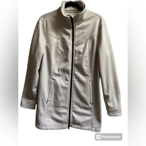 DENVER HAYES long line jacket off white trench jacket sz XL